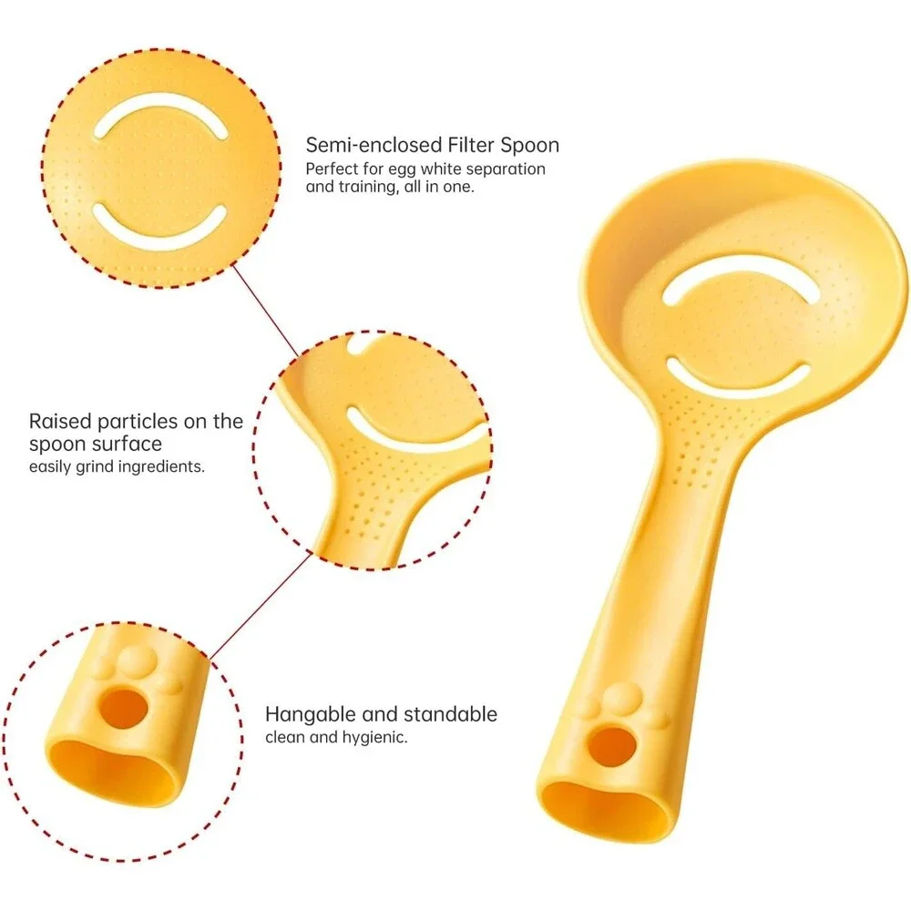 5-in-1 Egg Separator Potato Masher Garlic Crusher Kitchen Spoon Self Standing